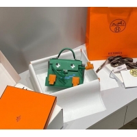 Famous Brand Hermes Kelly Doll Picto Mini Bag in Calfskin Leather H1001 Velvet Green 2024 (Half Handmade)