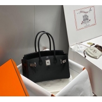 Market Sells Hermes Mini Shoulder Birkin Bag 29cm in Calfskin Leather H1010 Black/Silver 2024 (Half Handmade)