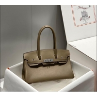 Grade Quality Hermes Mini Shoulder Birkin Bag 29cm in Calfskin Leather H1010 Elephant Grey 2024 (Half Handmade)