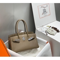 Grade Quality Hermes Mini Shoulder Birkin Bag 29cm in Calfskin Leather H1010 Elephant Grey 2024 (Half Handmade)