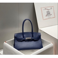 Classic Discount Hermes Mini Shoulder Birkin Bag 29cm in Calfskin Leather H1010 Deep Blue 2024 (Half Handmade)