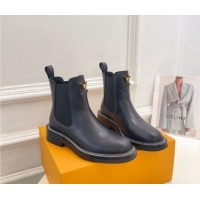 Pretty Style Louis Vuitton Chelsea Ankle Boots 3.5cm in Black Leather 1015001