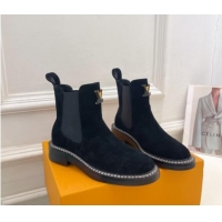 Durable Louis Vuitton Chelsea Ankle Boots 3.5cm in Suede Black 1015003