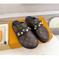 Buy Luxury Louis Vuitton LV Cosy Flat Comfort Clog Mules in Monogram Canvas with Logo Band 1015006