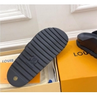 Best Grade Louis Vuitton LV Cosy Flat Comfort Clog Mules in Black Leather with Logo Band 1015007