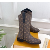 Buy Discount Louis Vuitton LV Rider Mid Boots 3cm in Monogram Canvas with Monogram Flowers Heel 1015010