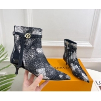 1:1 aaaaa Louis Vuitton Stellar Ankle Boots 4cm in Mohair Fur and Embossed Leather Black 1015014