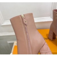 Top Quality Louis Vuitton Shake Platform Ankle Boots 12cm in Pink Leather with Quilted Heel 1015022