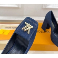 Top Quality Louis Vuitton Shake Platform Pumps 12cm in Blue Denim 1015024