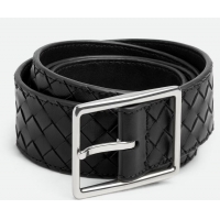 ​Well Crafted Bottega Veneta Intrecciato Piccolo Calfskin Leather Belt Width 3.5cm 796783 Black