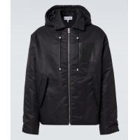 ​Trendy Design Loewe Hooded Leather-trimmed Jacket L6327 Black