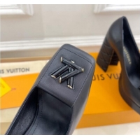 Classic Hot Louis Vuitton Shake Platform Pumps 12cm in Black Calf Leather with Quilted Heel 1015027