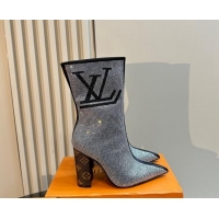 Good Looking Louis Vuitton Strass Heel Ankle Boots Black 1015032