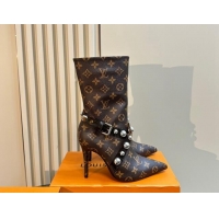 Sophisticated Louis Vuitton Monogram Canvas Ankle Boots with Studs Buckle 1015038