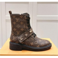 Best Grade Louis Vuitton Citizen Flat Ranger Ankle Boots with Logo Strap in Monogram Canvas 1015044