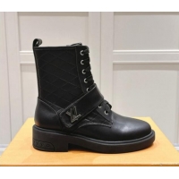 Shop Cheap Louis Vuitton Citizen Flat Ranger Ankle Boots with LV Strap in Black Calf Leather 1015046