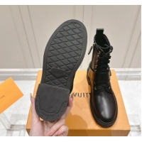 Shop Cheap Louis Vuitton Citizen Flat Ranger Ankle Boots with LV Strap in Black Calf Leather 1015046