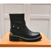 Good Looking Louis Vuitton LV Beaubourg Ankle Boots with Buckle in Black Calf Leather 1015048