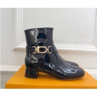 Top Grade Louis Vuitton Westside Ankle Boots 3.5cm with Hook in Black Patent Leather 1015054