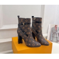 Low Price Louis Vuitton Silhouette Ankle Boots 10cm with Buckle Strap in Monogram Canvas 1015059