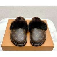 Top Grade Louis Vuitton LV Cosy Flat Comfort Mules in Monogram Canvas and Wool 1114061