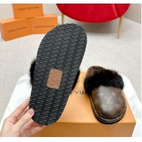 Top Grade Louis Vuitton LV Cosy Flat Comfort Mules in Monogram Canvas and Wool 1114061