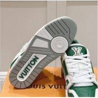 Unique Style Louis Vuitton LV Trainer Sneakers in Grained Leather Green 1114063