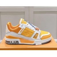 Good Quality Louis Vuitton LV Trainer Sneakers in Grained Leather Yellow 114064