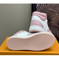 Good Looking Louis Vuitton LV Stadium Mid Top Sneakers in Monogram-Debossed Leather Pink 1114066