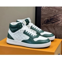 Popular Style Louis Vuitton LV Stadium Mid Top Sneakers in Monogram-Debossed Leather Green 114067