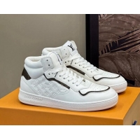 Top Design Louis Vuitton LV Stadium Mid Top Sneakers in Monogram-Debossed Leather White 1114068