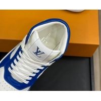 Sophisticated Louis Vuitton LV Stadium Mid Top Sneakers in Monogram-Debossed Leather Blue 1114069