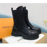 Top Design Louis Vuitton Ruby Flat Ranger Lace-up Boots in Black Leather 1114084