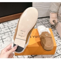 Durable Louis Vuitton Flat Mules in Suede and Wool Brown 1114088