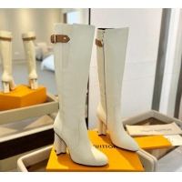 Good Quality Louis Vuitton Silhouette High Boots 9.5cm with Buckle White 114092