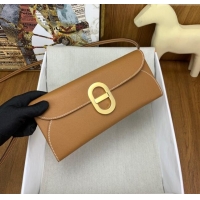 New Cheap Hermes CHAINE D'ANCRE To Go Wallet in Original Epsom Leather H1910 Milk Shake Brown/Gold 2024(Full Handmade)