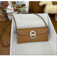 New Design Hermes CHAINE D'ANCRE To Go Wallet in Original Epsom Leather H1910 Milk Shake Brown/Silver 2024(Full Handmade