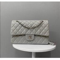 Buy Discount Chanel Classic Grained Calfskin Medium Flap Bag A01112 Grey/Silver 2024