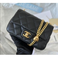 Inexpensive Chanel Lambskin Mini Flap Bag with Heart Chain AS3828 Black 2024