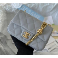 Cheapest Chanel Lambskin Mini Flap Bag with Heart Chain AS3828 Grey 2024