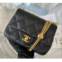 Buy Classic Chanel Lambskin Mini Square Flap Bag with Heart Chain AS3829 Black 2024