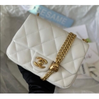 Low Price Chanel Lambskin Mini Square Flap Bag with Heart Chain AS3829 White 2024