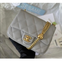 High Quality Chanel Lambskin Mini Square Flap Bag with Heart Chain AS3829 Grey 2024