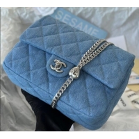 Classic Wholesale Chanel Washed Denim Medium Flap Bag with Heart Chain AS3821 Light Blue 2024