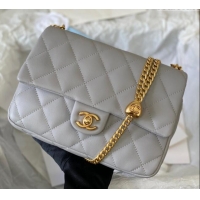 Fashion Cheap Chanel Lambskin Medium Flap Bag with Heart Chain AS3821 Grey 2024