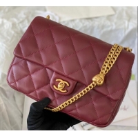 Best Inexpensive Chanel Lambskin Medium Flap Bag with Heart Chain AS3821 Burgundy 2024