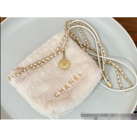 Market Sells Chanel Shearling 22 Mini Shopping bag AS3980 White 2024 TOP