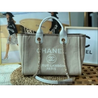 Sumptuous Chanel Deauville Mixed Fibers & Calfskin Small Shopping Bag AS3257 Beige/White 2024 TOP