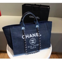 New Release Creation Chanel Deauville Denim & Calfskin Large Shopping Bag A66941 Navy Blue 2024 TOP