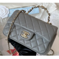 Buy Cheap Chanel Lambskin Mini Flap Bag with Chain Top Handle AS2431 Grey 2024